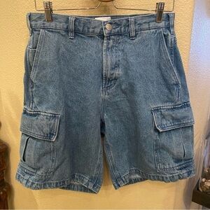 OBEY Blue Cargo Denim Jean Shorts Size 28